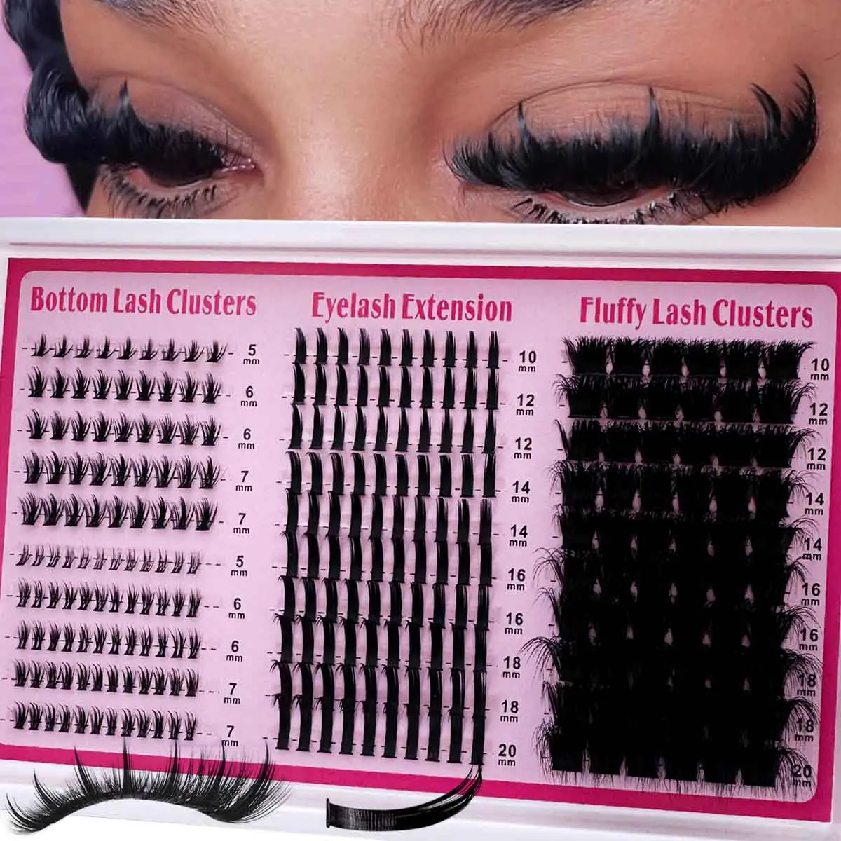 UMIRYAO 4 IN 1 Lash Clusters 200D/160D/120D/100D80D/60D Long 6-20mm Lash Spikes lower eyelashes Reusable Bottom Lashes Eyelash Clusters Volume Individual Lashes DIY Spiky Lash Extension Manga Cluster Eyelash Extensions Mink Strips Lashes Thick