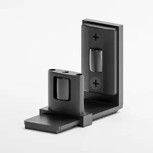 Sliding Barn Door Bottom Floor Guide, Adjustable U Shape Flexible Flush Design,Wall Mounted, Black