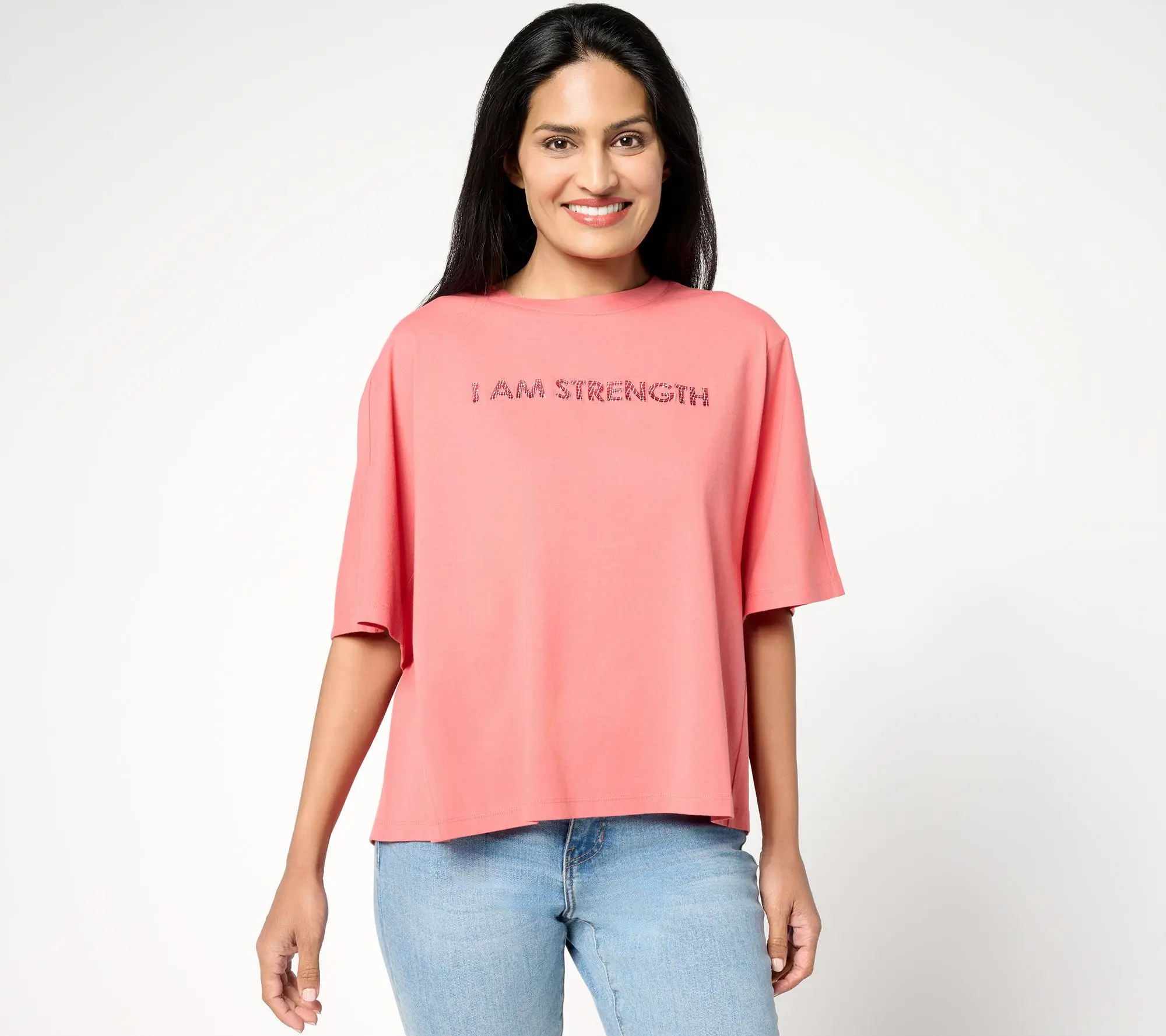 Peace Love World Boheme Sueded Cotton Graphic Tee with Embroidery