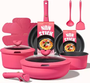 15pcs Pots and Pans Set Non Stick - CAROTE - Cookware Set Non Toxic with Detachable Handle, Induction Kitchen Cooking Set, Dishwasher/Oven Safe, RV/Camping Cookware