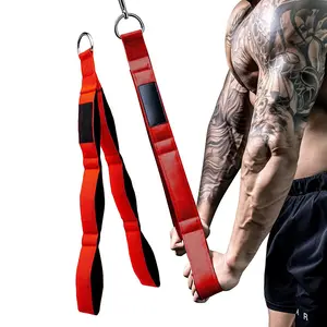 Pro Tricep Rope Cable Attachment (Long Strap) - Dual Grip Pull Down Cord for Max Range of Motion - Face Pulls, Bicep Curls & Ab Crunches
