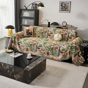 Retro jacquard couch cover for sofa, suitable for sectional couch cover, Bohemian style with tassels, machine washable, suitable for three-seater sofas.