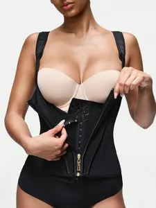1 Count Women's Zipper And Hooks Front Alosure Method & Adjustable Shoulder Strap Design Shapewear Belts, Front Closure Shapewear, Tight Fitting Hourglass Curves Vest Top, Waist Trainer, Suitable For Daily Or Party, Underwear
