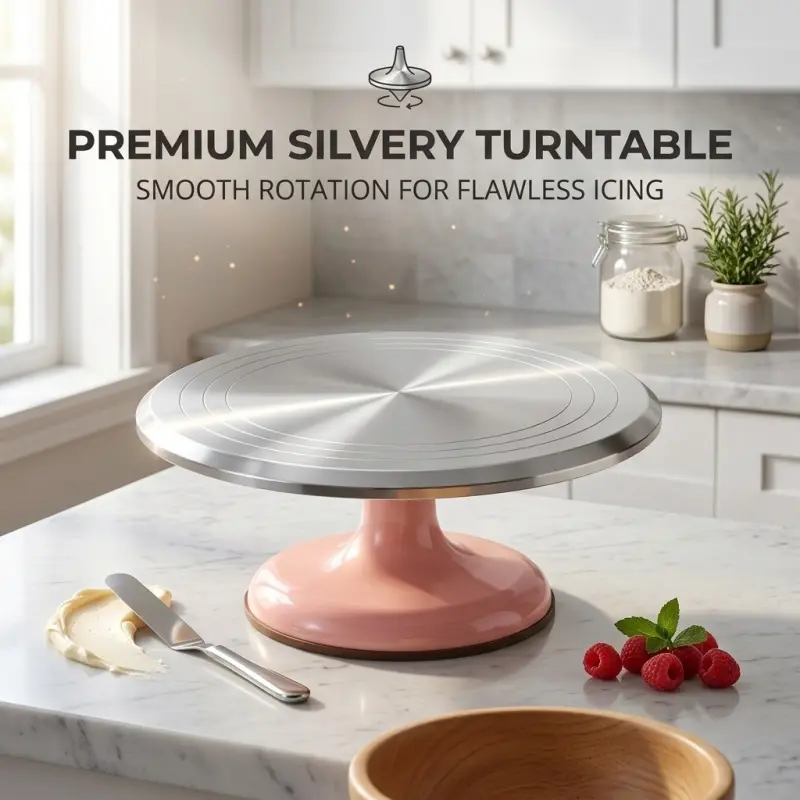 Aluminum rotating cake turntable, non-slip base, smooth rotating decoration platform, suitable for home baking and DIY cake making, Cake Decorating Supplies, Cake Decoration Tools