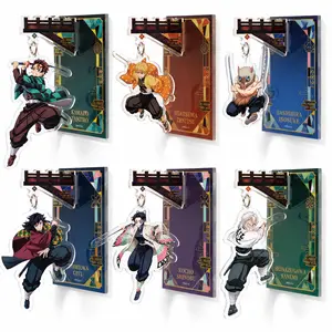 6Pcs Demon Slayer Acrylic Hanging Standees – Floating Anime Character Set with Magnetic & Adhesive Backing, Space-Saving Display for Fridge, Locker, Desk, Gift for Fans