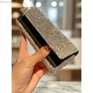 Women's Fashion Rhinestone Car Sunglasses Case, Sparkly Luxury Visor Mount Holder, Lightweight Portable Eyeglass Storage Ideal for Car, Travel & Everyday Daily Use