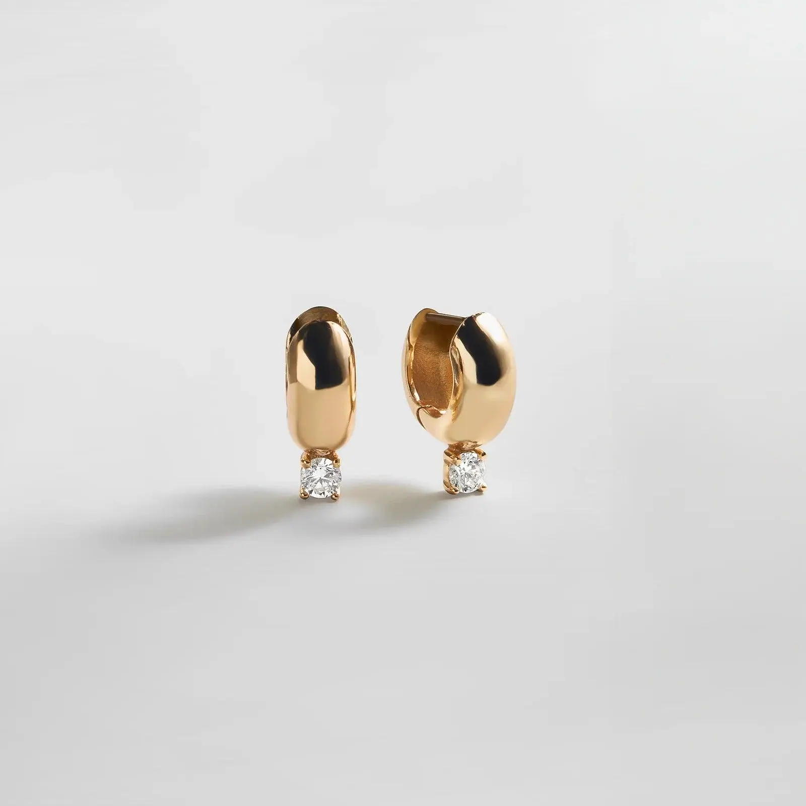 Kourtney Huggie Earrings - Gold Plated Brass Elegant Minimalist High Quality Stylish Jewelry for Women with Round Stone Non-Natural Crystal Earrings, Elegant Minimalist Earrings, High Quality Earrings