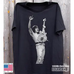 Eddie Van Halen Guitarist Black T-Shirt S-5XL 100% Cotton