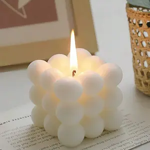 1PC Bubble Cube Candle, Scented Candles, Home Fragrance Decor, Soy Wax Candles Scented For Home, Aromatherapy Decorative Candle, Home Decor, Wedding Centerpiece, Back To School Dorm Decor Romantic Candle Gift For Valentine's Day, Birthday, Decoration