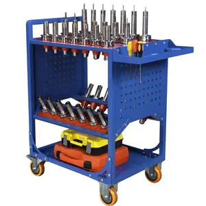 Heavy-Duty 35-Slot BT40 CNC Tool Cart Organizer – Steel Rolling Cabinet with Drawers & Wheels – Mobile Storage for Machine Shops, Workshops, Industrial Milling & VMC Tools, Blue