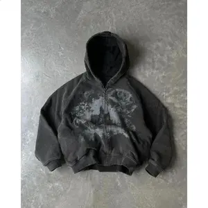 Black Zip Up Y2K Hoodie Sweatshirts