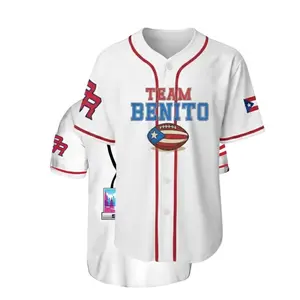 Team Benito Game Puerto Rico Unisex Baseball Jersey – Casual Sportswear for Couples, 90s Vintage Style, for Sports & Outdoor Activities