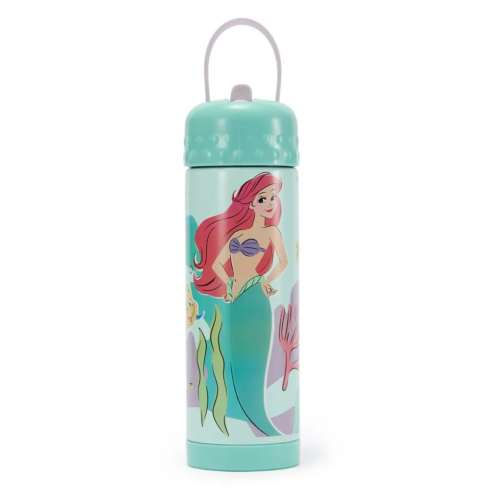 Disney Store The Little Mermaid 16 oz. Stainless Steel Water Bottle with Built-In Straw