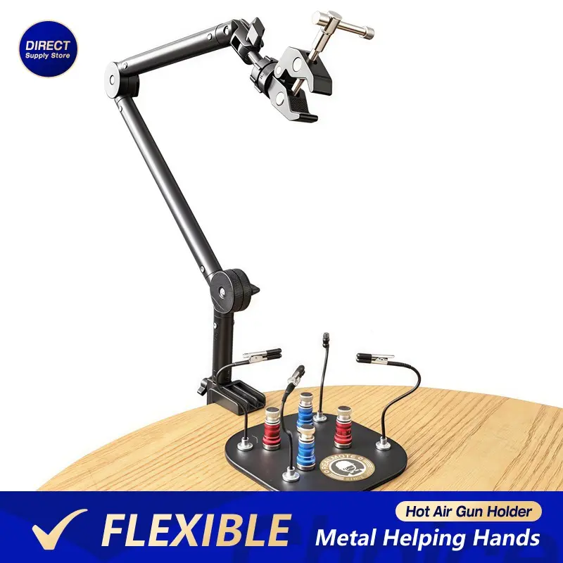Universal Metal Auxiliary Welding Stand with Adjustable Flexible Arm, Pcb Circuit Board Holder, Heat Gun Repair Tool, Soldering Iron, High Precision, Durable, Home Workshop