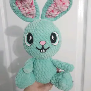 Handmade Mint Bunny Plush Toy - Adorable Big Bunny Design, Soft Cozy Materials, Unique Handcrafted Charm, Perfect for Cuddling & Gifting