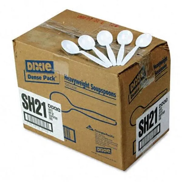 Dixie Sturdy Heavyweight Disposable Plastic Soup Spoons - 1000-Count Utensils Set per Carton, White Tableware for Culinary Gatherings, 1000 Spoons, Disposable Spoons