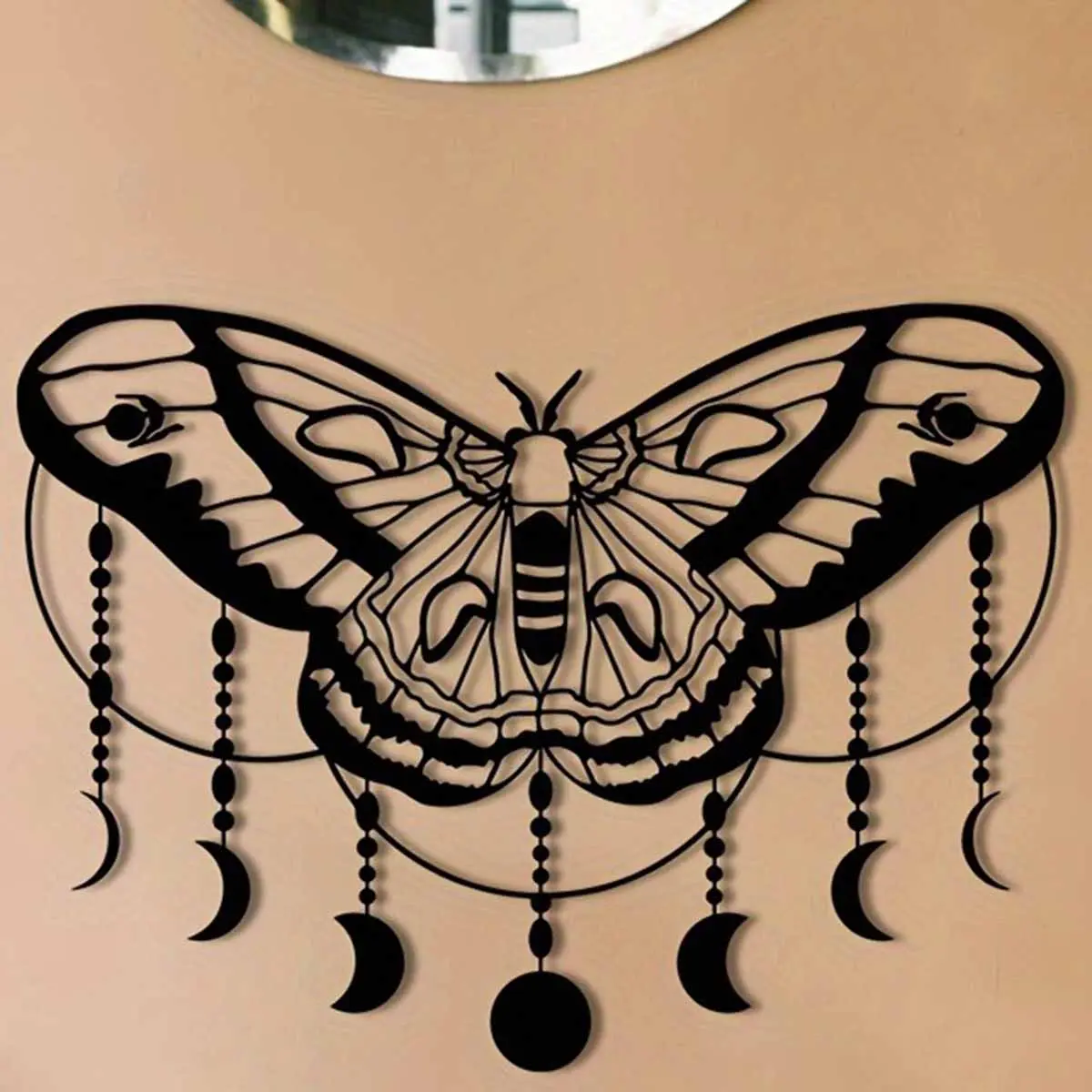 Moon Moth Wall Art, Abstract Face Design, Metal Wall Decor, Artistic Wall Hanging Decor for Home, Bedroom, Hallway, Yoga Room, Mysterious Wall Decor, Room Decor, Poster