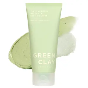 BYVIBES WB WONDER BATH Super Vegitoks Green Clay Pack Cleanser, 2-in-1 Deep Cleansing Face Wash&Sebum Control Clay Mask for Oily, Sensitive Skin, Sulfate-Free, Kaolin&Bentonite (4.4 fl oz)