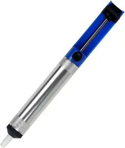 Metal Desoldering Pump Sucker Solder Irons Removal Remover Tool Blue Silver