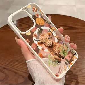 Premium Magnetic Phone Cases for iPhone11/12/13/14/15/16//17/Air/promax/Plus Highland Cow, Autumn Flowers & Pumpkin y2k cased MagSafe Ready, Anti-Fall, Springtok and Ultra-Thin Design |   Perfect for Everyday Use Protector Aesthetic Screen Protector