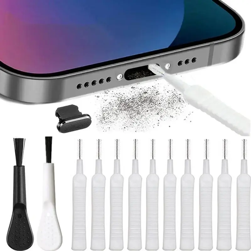 13pcs Smartphone Charging Port Dust Remover Brush, Electronic Gadgets, Silicone Anti-Dust Plug for Lightning iPhone, Essential Cleaning Kit for Device Maintenance