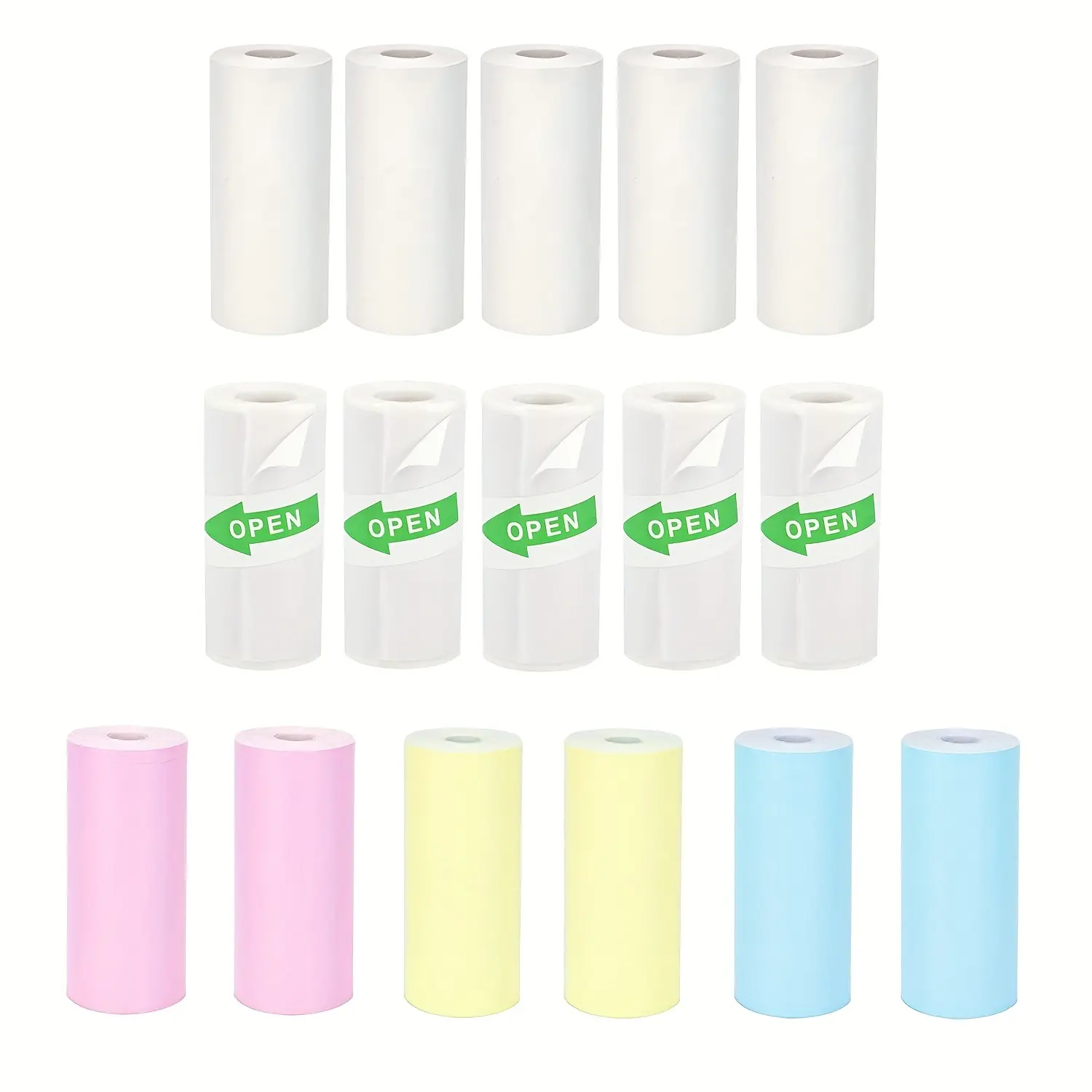 16 Rolls 53mmx28mm Printer Paper, Including 5 White Thermal Paper, 6 Rolss Color Paper, And 5 Rolls Sticker Self-adhesive Paper Compatible With Mini Receipt Printers, Small Phomemo Memoking Printer