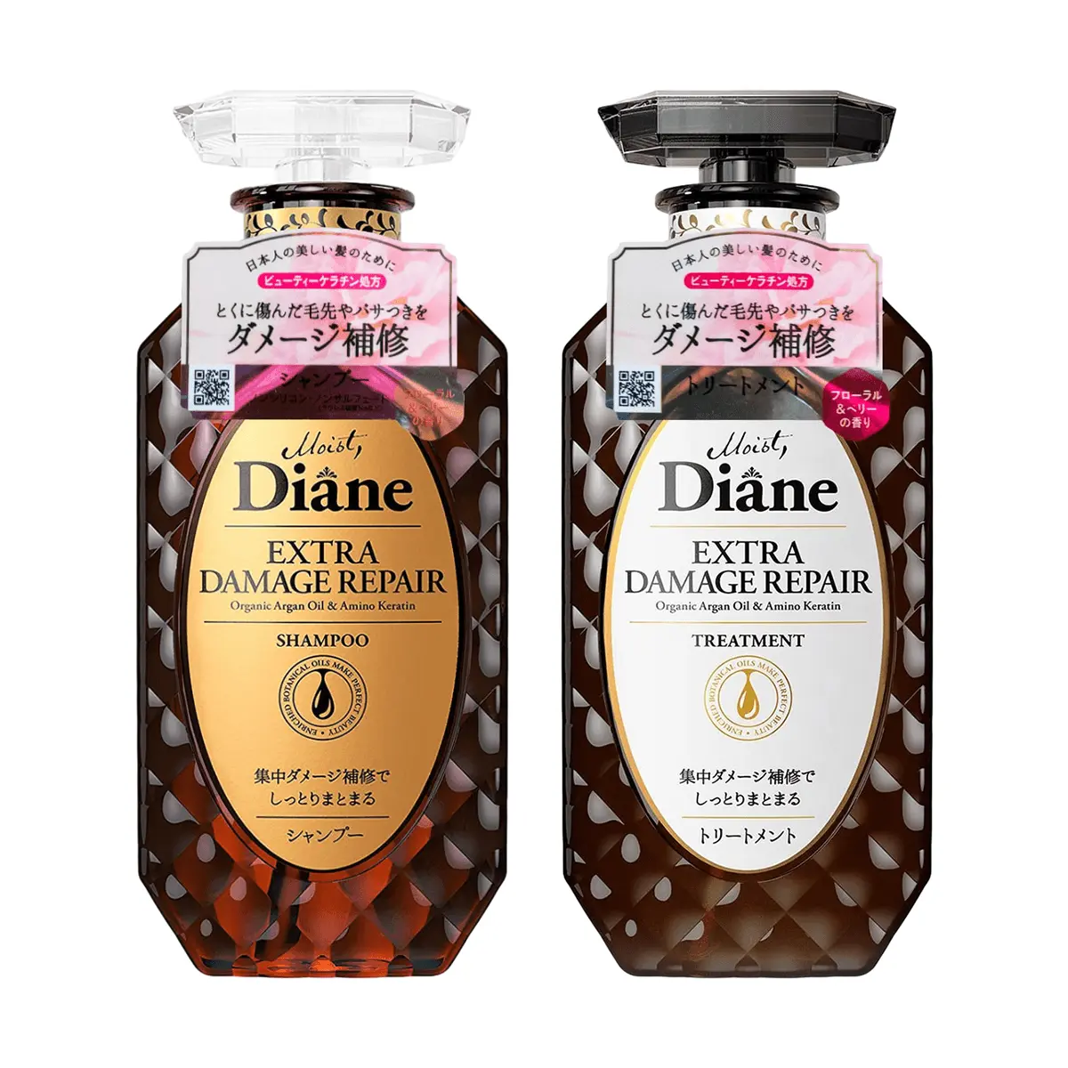 Diane Japan Damage Care Hair Care Set Intensive Moisture Repair Shampoo and Conditioner 450ml with Berry Fragrance for Dyed and Damaged Hair