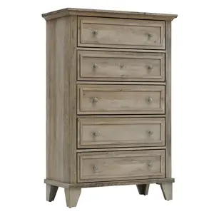 Tall Wooden Chest with Wide Drawers, Metal Handles, Spacious Storage Solution 5-Drawer Dresser -Anti-Tip Device - Modern Classic Furniture - Ideal for Bedroom, Living Room, Hallway, Home Office
