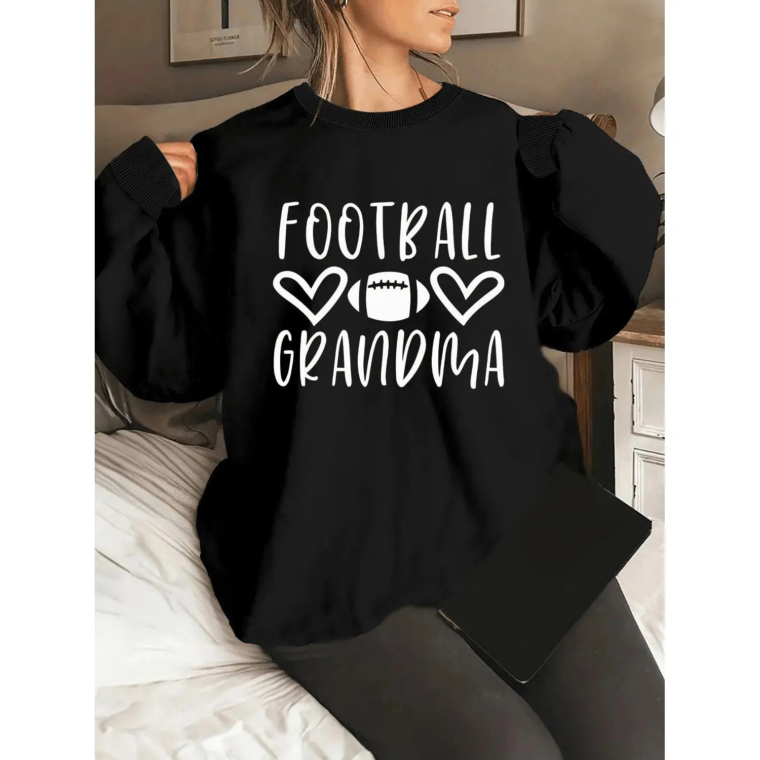 Plus Size Rugby Letter Print Crew Neck Sweatshirt Oversized Casual Pullover Long Sleeve Athletic Streetwear College Preppy Sport Inspired Comfortable