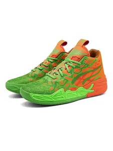 Parent - Child Fluorescent Pink - Green Graffiti Basketball Shoes, Sneakers, Art Sports Style, High - Top Mesh Material, Eye - Catching & Unique, Shock - Absorbing & Ankle - Protecting, Ideal for Parent - Child Basketball Training & Trendy Outfits