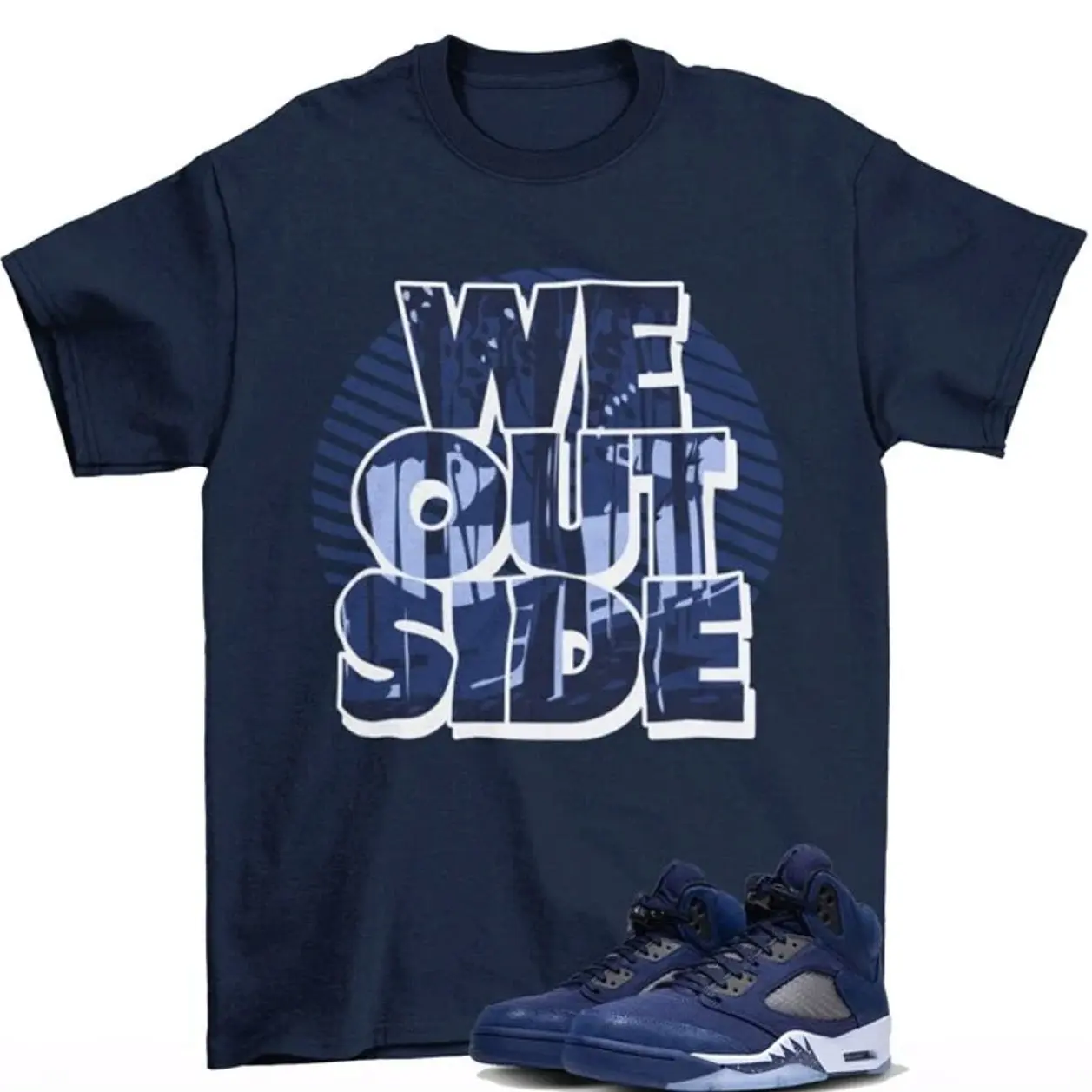 We Outside JD 5 Midnight Navy Sneaker Matching Tee Shirt