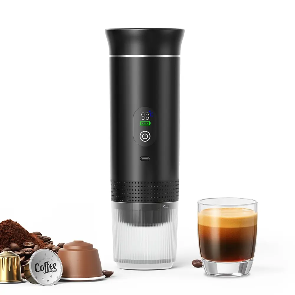 Portable Capsule Coffee Machine, Travel Coffee Machine with Battery Display, Automatic Heating, Easy Clean, Ideal for Home Office Outdoor Cafes, Coffee Maker, Coffee Making Machine