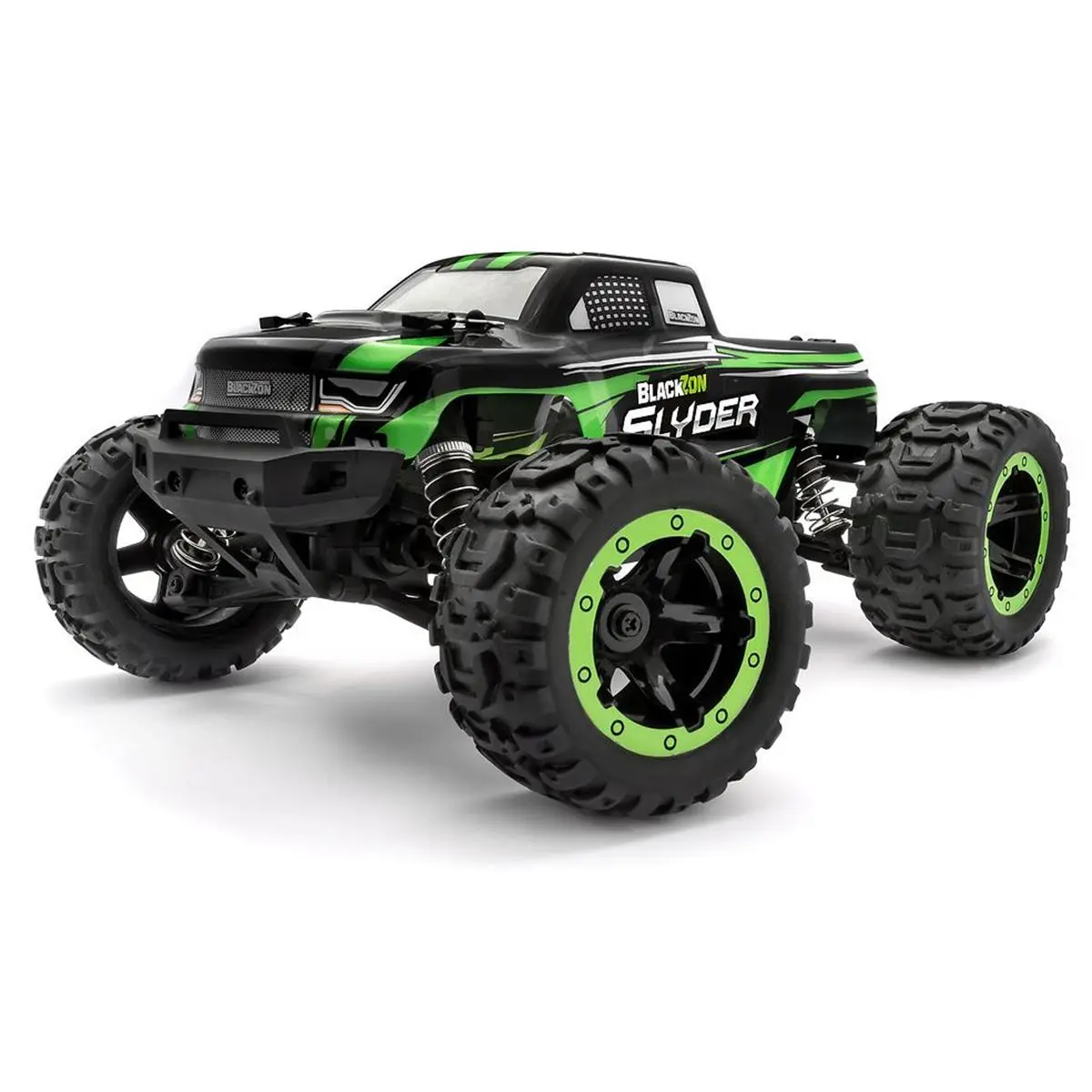 212 MAIN BlackZon Slyder 1/16 RTR 4WD Electric Waterproof Remote Control Truck - Green, Li-Ion Pack, 2.4GHz Radio, 4-Gear Differentials, 4WD Shaft Drive, Indoor-Outdoor Off-Road RC Crawler Toy, Adjustable Coilover Shocks