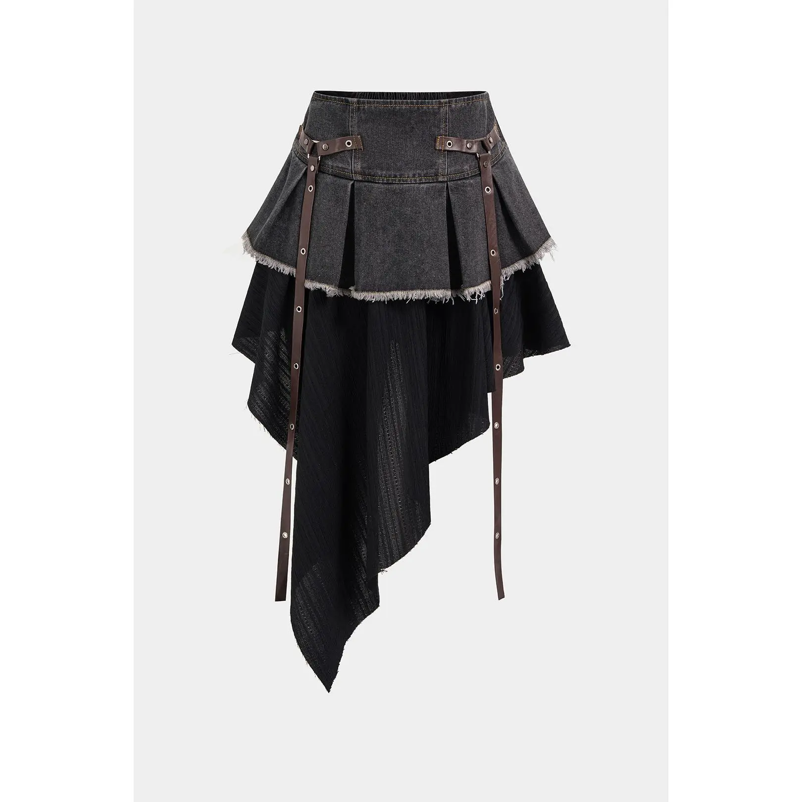 Denim High Waist Patchwork Skirt