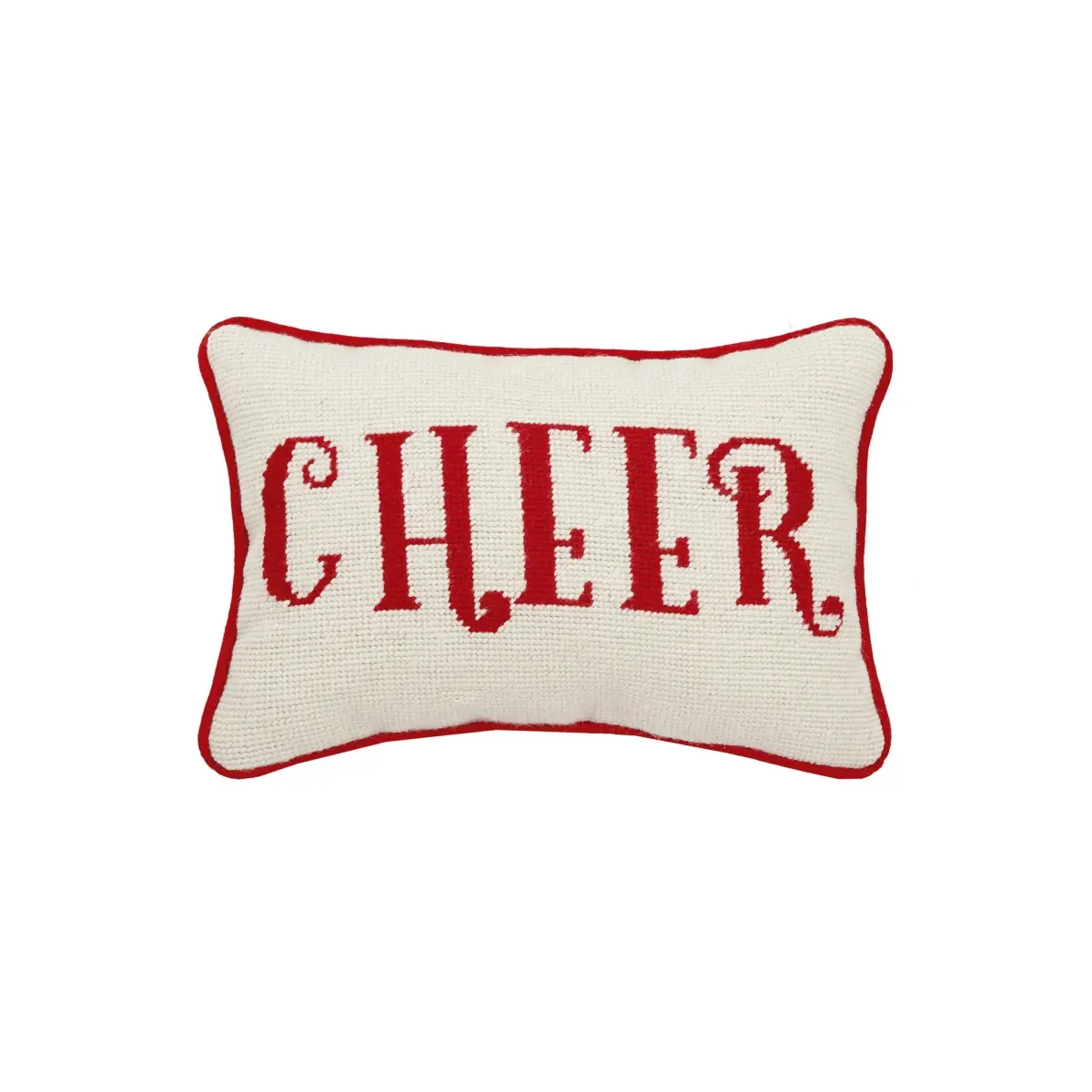 Peking Handicraft 31JES247C12OB 8x12 in. Handcrafted Weave Wool-Cotton Cheer Lettering Needlepoint Pillow, Living Room Home Decor
