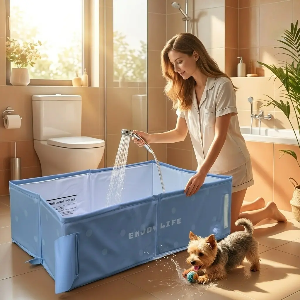 Foldable Rectangular Bathtub, Portable Freestanding Bath Care Tub, Space Saving Spa Bucket for Travel & Home, Multiuse Collapsible Bath Basin, Ideal for Outdoor & Festival Gift