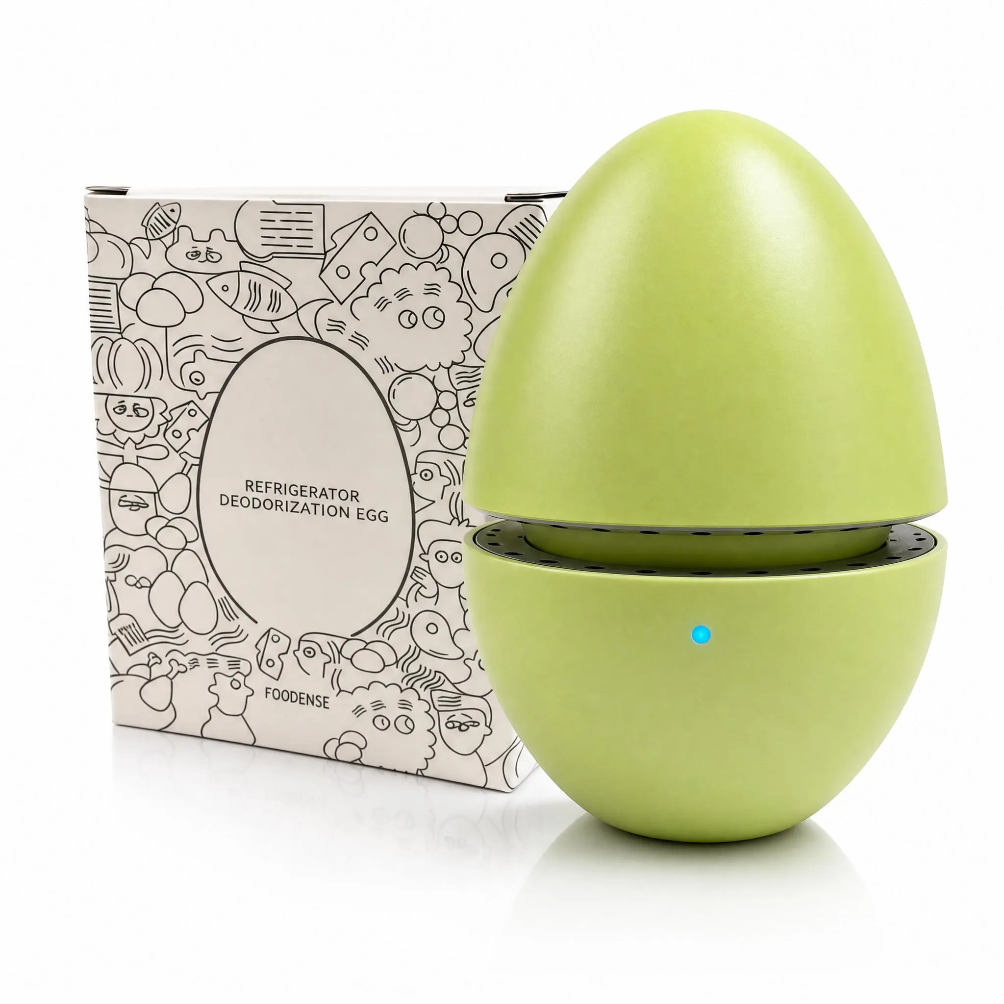 1 x Fridge Deodorizer Egg, Automatic Eco-Friendly Sustainable Design Mini Egg-Shaped Compact Size Fridge Purifier, USB Rechargeable Sterilizer to Extend Food Freshness, Eliminates Cross Smells for Produce Dairy Leftovers, Refrigerator Deodorization Egg