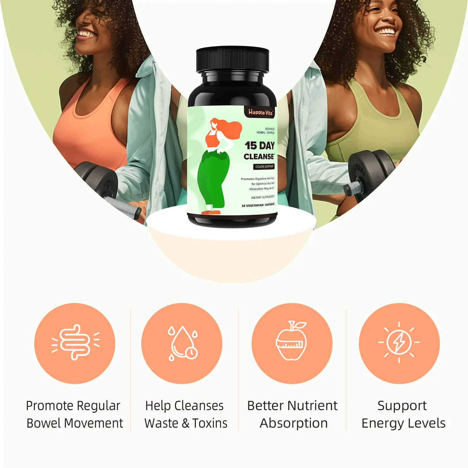 HappieVita 15-Day Cleanse Detox – Rapid Flush – 30 Capsules