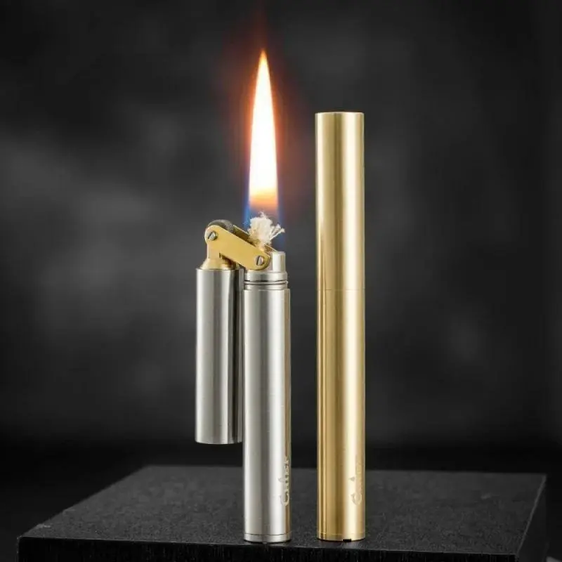 Luxury Retro Copper-Stainless Steel Portable Kerosene Lighter - Home Supplies Casual Tool, Vintage Aesthetic Collectibles, Men's Accessories, Ideal Gift for Smokers (Fuel Not Included)