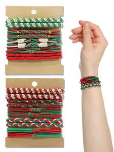 Christmas Embroidery Thread Bracelets Hairbands Set, 20 Pieces Holiday Craft Supplies, DIY Jewelry Making Kit, Festive Accessories, DIY Forever Bracelets