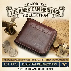 Vintage RFID Zipper Wallet – Men’s Retro Leather Wallet with Coin & Card Organizer