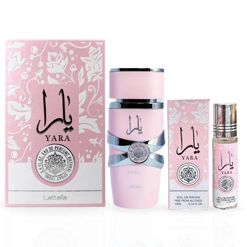 Lattafa Yara 2-piece Fragrance Bundle for Women 3.4 Oz Eau de Parfum Spray & 0.34 Oz Concentrated Perfume Oil