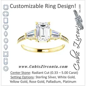 Cubic Zirconia Engagement Ring- The Bhakti (Customizable Enhanced 5-stone Radiant Cut Design with Thin Pavé Band)