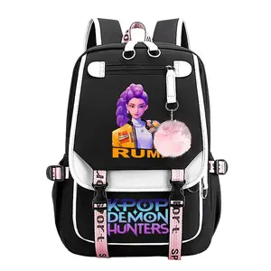 KPop Demon Hunters Backpack for Teens, Large Capacity Laptop School Bag For Boys & Girls, Breathable S-Shaped Padded Mesh Straps, Multi Pocket Waterproof Bookbag Back to School Gift for Kpop & Anime Fans