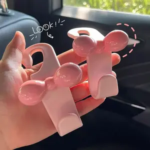 2-Pack Cute Bowknot Car Headrest Hooks, Heavy-Duty Seat Back Hangers, Car Organizers for Bags, Purses & Groceries