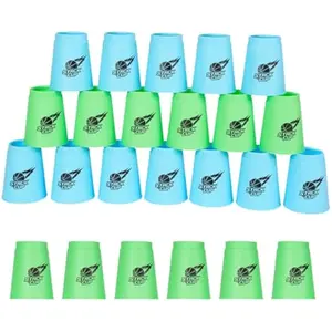SEISSO Sport Stacking Cups SetStacking Cup Classic Speed Training Game for Kids Adults, Plastic Speed Stacking Cups Family Game Toy for Boy Girl Party Challenge Competition Travel Gift Blue + Green