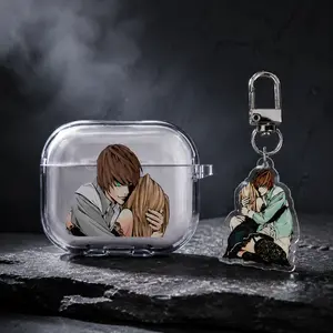 Death Note AirPods Case with Keychain, Anime Clear Protective Cover, Perfect Gift for Death Note Fans