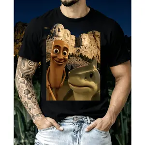 100% Cotton Funny Tung Tung Tung Sahur Tralalero Tralala Selfie Brainrot Travel Mount Rushmore T-Shirt for Men & Women