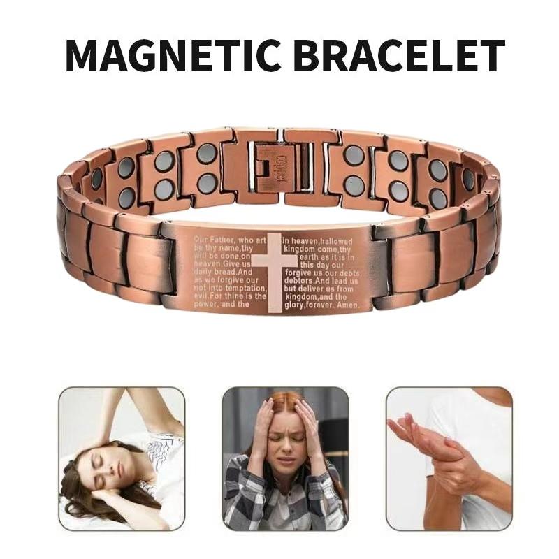 Retro pure copper magnetic therapy bracelet - for both men and women. Anti-inflammatory wrist support. Made of high-purity pure copper, it resists oxidation and does not fade easily. Wears comfortably and gently on the skin for long-term use.
