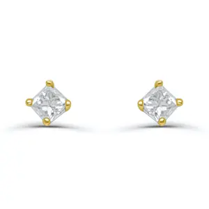 Princess-Cut Diamond Mini Stud Earrings – 14k Gold